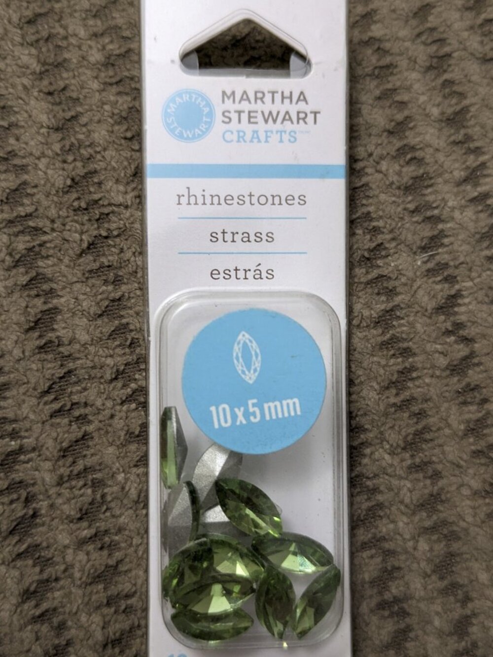 NEW! One Package of Martha Stewart - Elongated Oval Rhinestones, 10mmx5mm Green